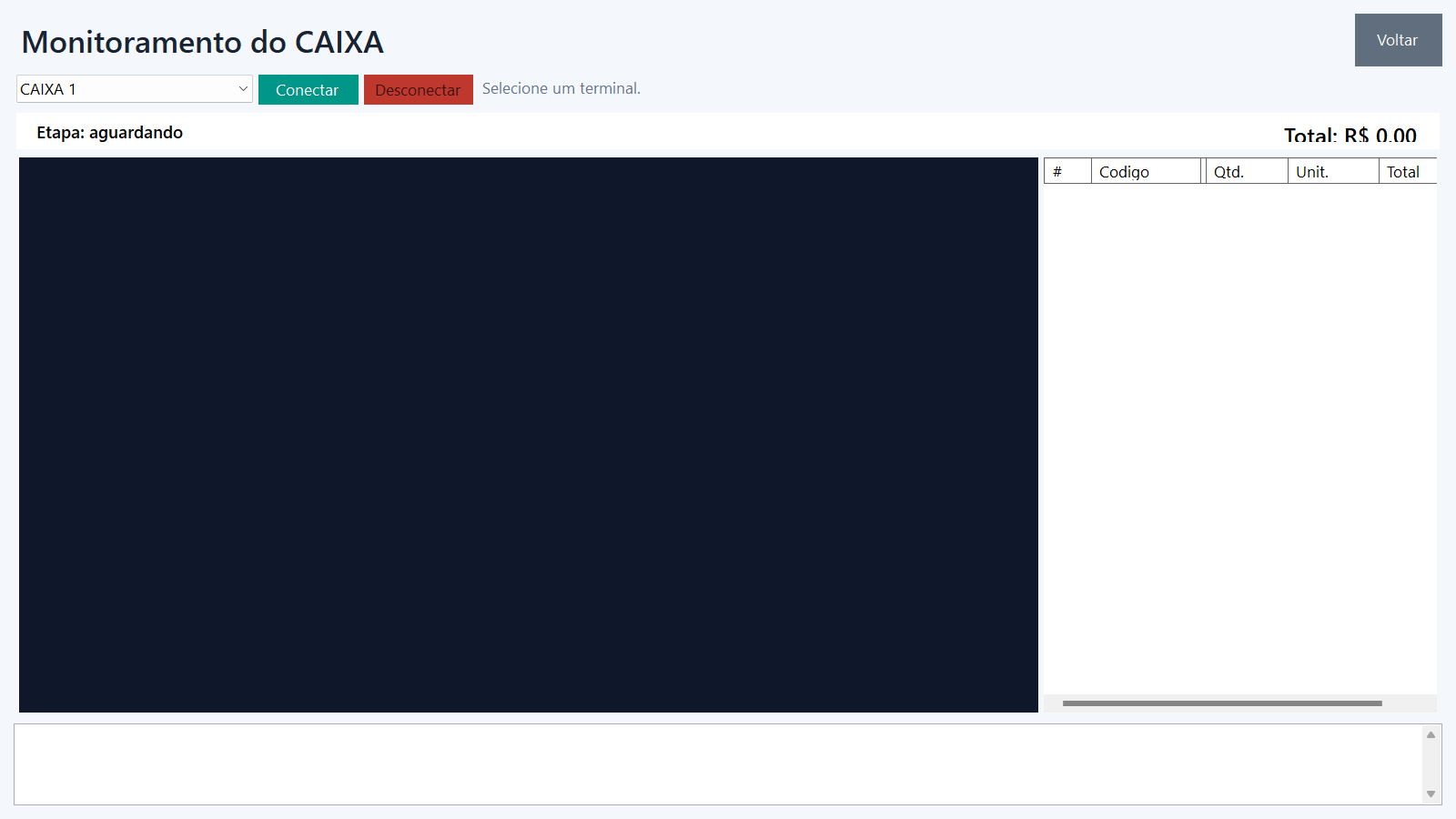 Tela completa de monitoramento dos caixas